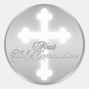 Faux Silver, Cross 1st Holy Communion Sticker