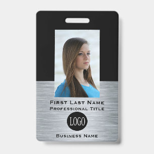 Faux Silver Employee Name Tags ID Badges Tag Badge