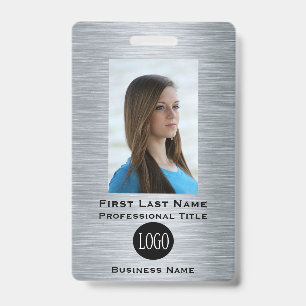 Faux Silver Employee Name Tags ID Badges Tag Badge