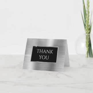 Faux Silver Foil and Black Thank You Card