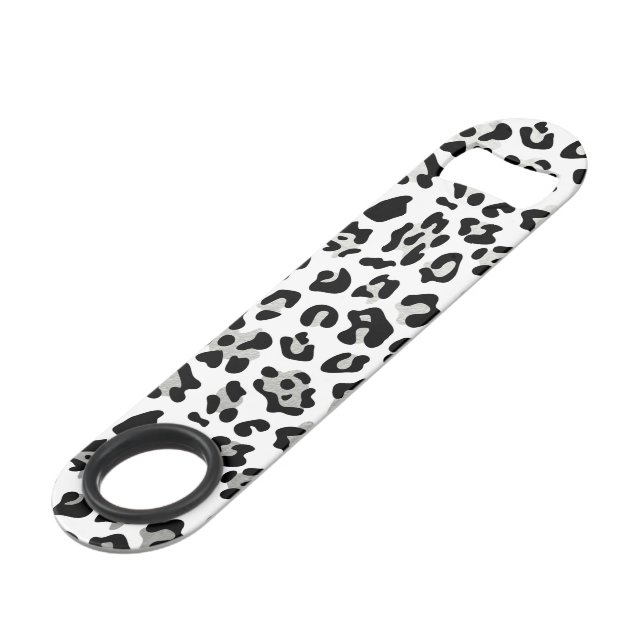 Faux Silver Foil Black Leopard Print Pattern (Front Angled)