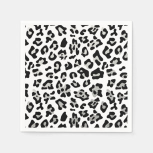 Faux Silver Foil Black Leopard Print Pattern Napkin