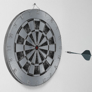 Faux Silver Foil Black Marble Faux Metallic Dartboard
