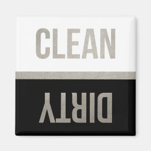Faux Silver Foil Clean Dirty Dishwasher Magnet