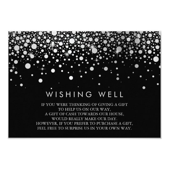 Faux Silver Foil Confetti Black Wishing Well Card