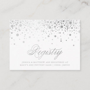 Faux Silver Foil Confetti Dots Wedding Registry Enclosure Card