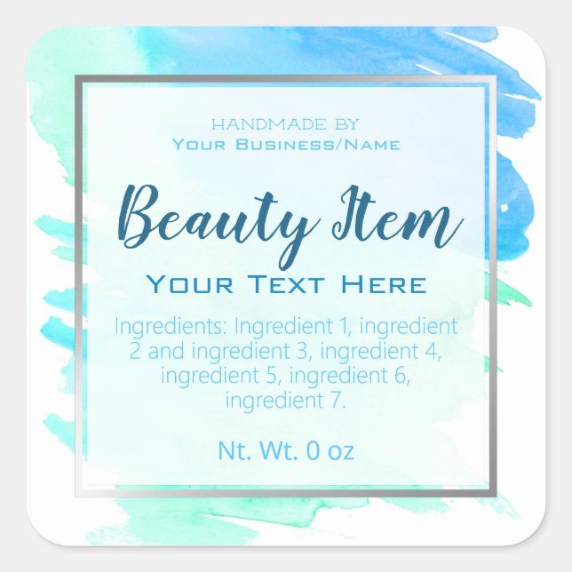 Faux Silver Foil Handmade Skin Care Business Square Sticker (Front)