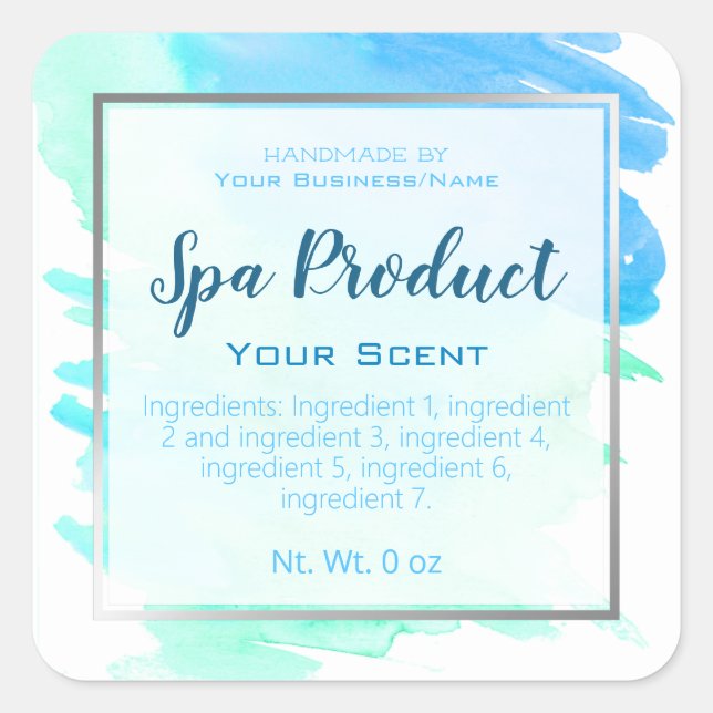 Faux Silver Foil Handmade Spa Product Business Square Sticker (Front)