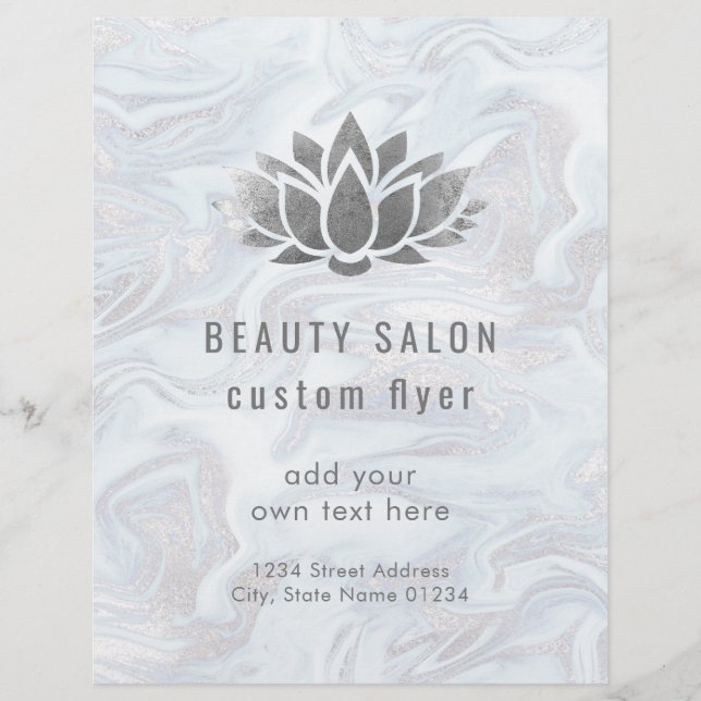 FAUX silver foil lotus logo on fluid marble Flyer (Front)