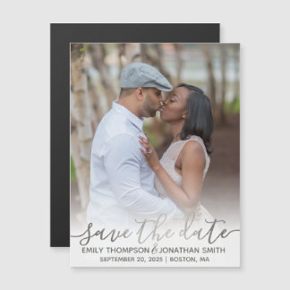 Faux Silver Foil Photo Save The Date Magnets