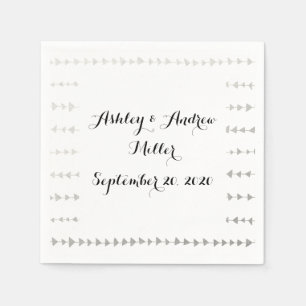 Faux Silver Foil White Arrows Pattern Napkin