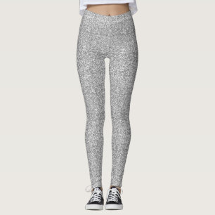 Faux Silver Glitter And Glamour Leggings