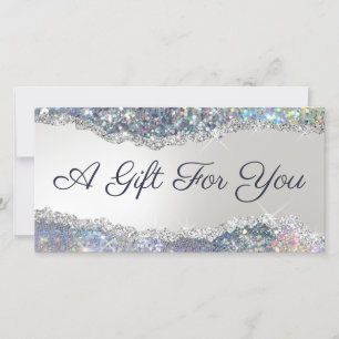 Faux silver glitter foil gift certificate