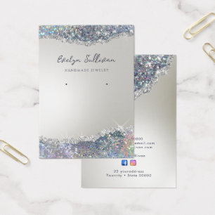 Faux silver glitter foil jewellery display card