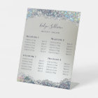 Faux Silver Glitter Foil Price List Pedestal Sign