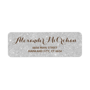Faux Silver Glitter Foil Return Address