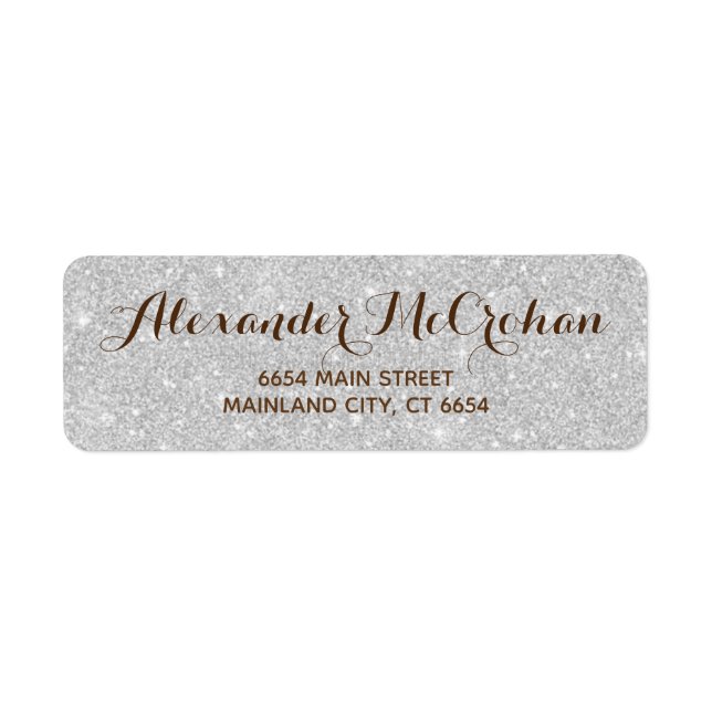 Faux Silver Glitter Foil Return Address (Front)