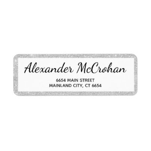 Faux Silver Glitter Foil Return Address