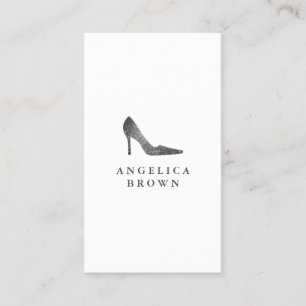 Faux Silver Glitter High Heel Shoe Business Card