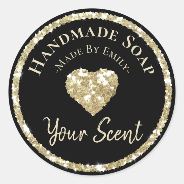 Faux Silver Glitter Label Handmade Soap (Front)