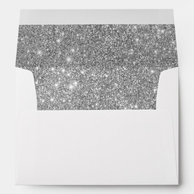 Faux Silver Glitter Lined Envelope (Back (Bottom))