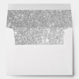 Faux Silver Glitter Lining Return Address Envelope
