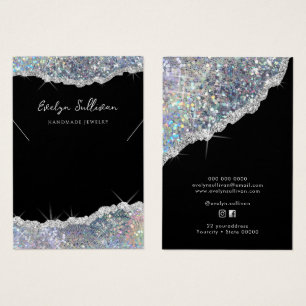 Faux silver glitter necklace display card