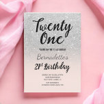 Faux silver glitter ombre 21st Birthday Invitation<br><div class="desc">Faux silver glitter ombre on blush pink 21st Birthday A modern 21st Birthday party invitation with modern, original and simple faux silver glitter invitation and hand written style brush typography on a fully customisable pastel blush pink colour background . If you need any text changed and customised don't hesitate in...</div>