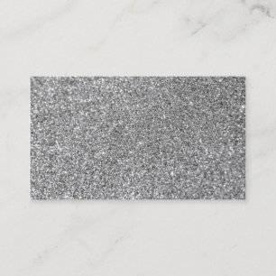 Faux Silver Glitter Photo Business Card