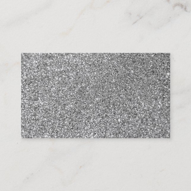 Faux Silver Glitter Photo Business Card (Front)