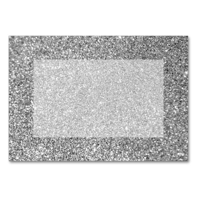 Faux Silver Glitter Photo Table Number (Back)