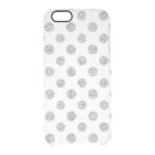 Faux Silver Glitter Polka Dots Pattern on White
