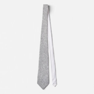 Faux silver glitter printed image party neck tie
