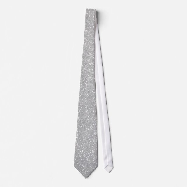 Faux silver glitter printed image party neck tie (Front)