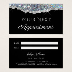 Faux silver glitter sequin Appointment Card