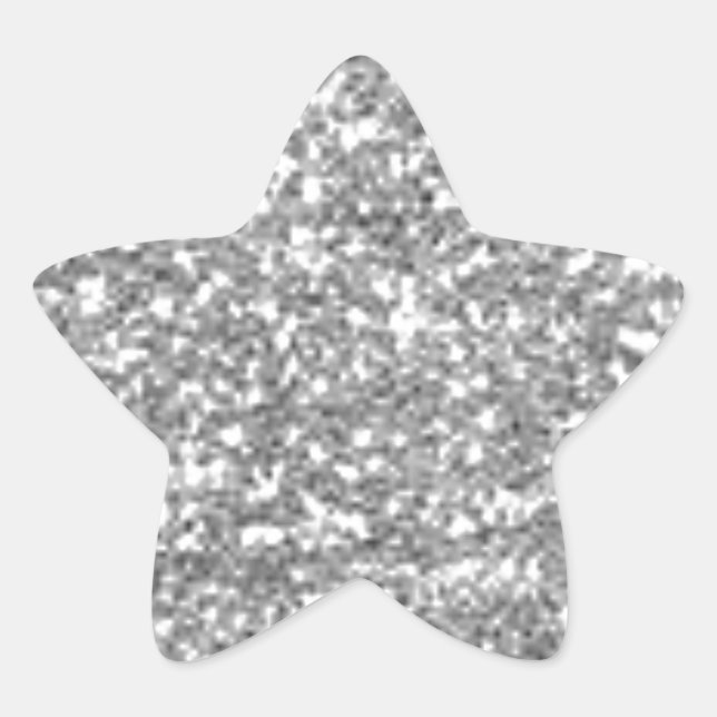 Faux Silver Glitter Star Sticker (Front)