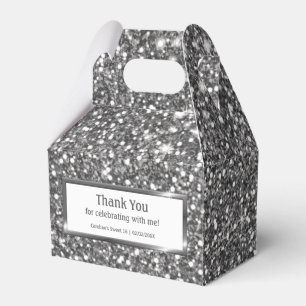 Faux Silver Glitter Texture Look & Custom Text Favour Box