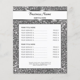 Faux Silver Glitter Texture Look & Custom Text Flyer