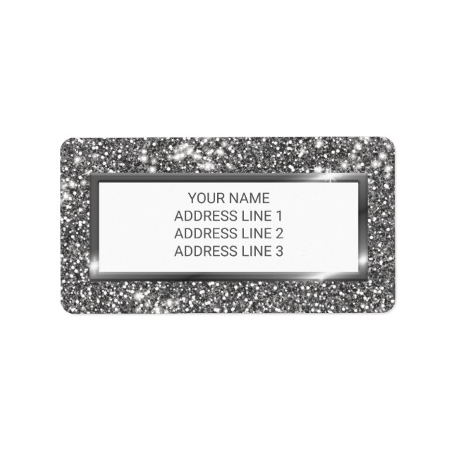 Faux Silver Glitter Texture Look & Custom Text Label (Front)