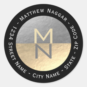 Faux Silver & Gold Foil Return Address Label