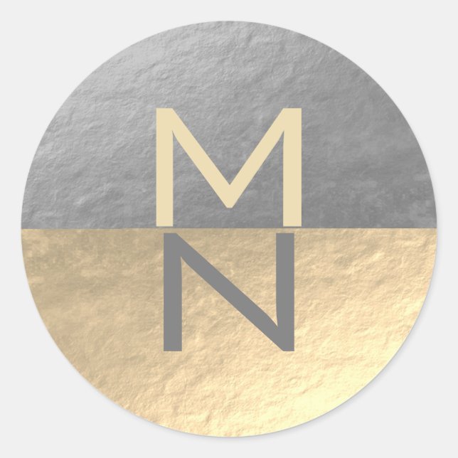 Faux Silver & Gold Foil Semi Circle Business Logo Classic Round Sticker (Front)
