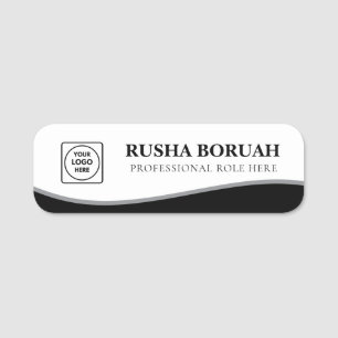 Faux Silver Gradient Logo Badge nametags