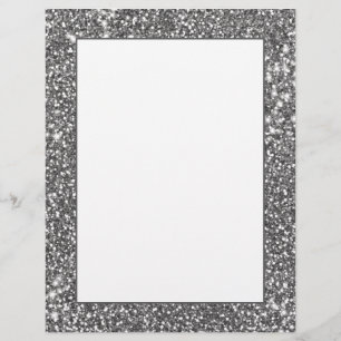 Faux Silver Grey Glitter Texture Look-like Design Custom Letterhead