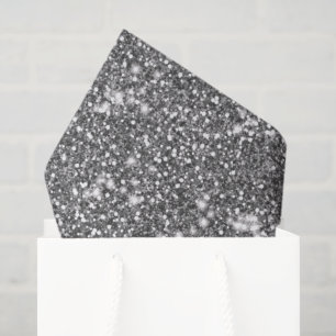 Faux Silver Grey Glitter Texture Look-like Design Tissue Paper