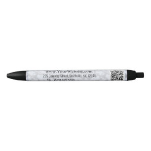 Faux Silver Grey Marble Black Ink Pen