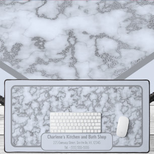 Faux Silver Grey Marble - Neutral for any office Desk Mat