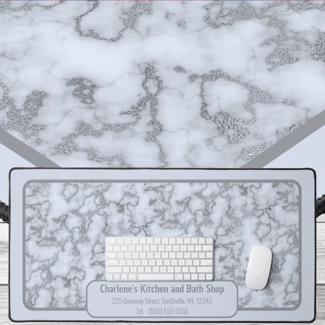 Faux Silver Grey Marble - Neutral for any office Desk Mat (Faux Silver Gray Marble - Neutral for any office Desk Mat by Office Accessories Shop)