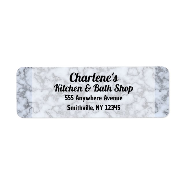 Faux Silver Grey Marble Return Address Label (Front)