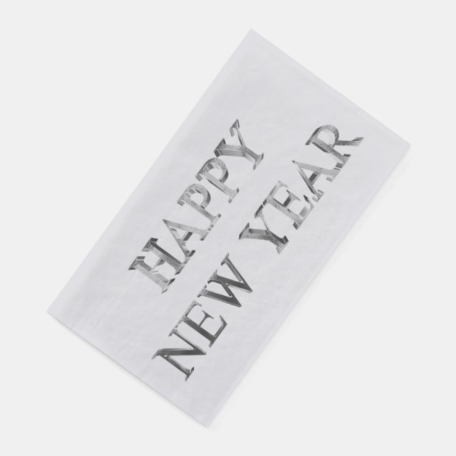 Faux Silver Grey Typography Happy New Year Napkins (Corner)