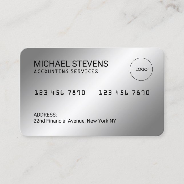 Faux silver metallic credit card looks  (Front)